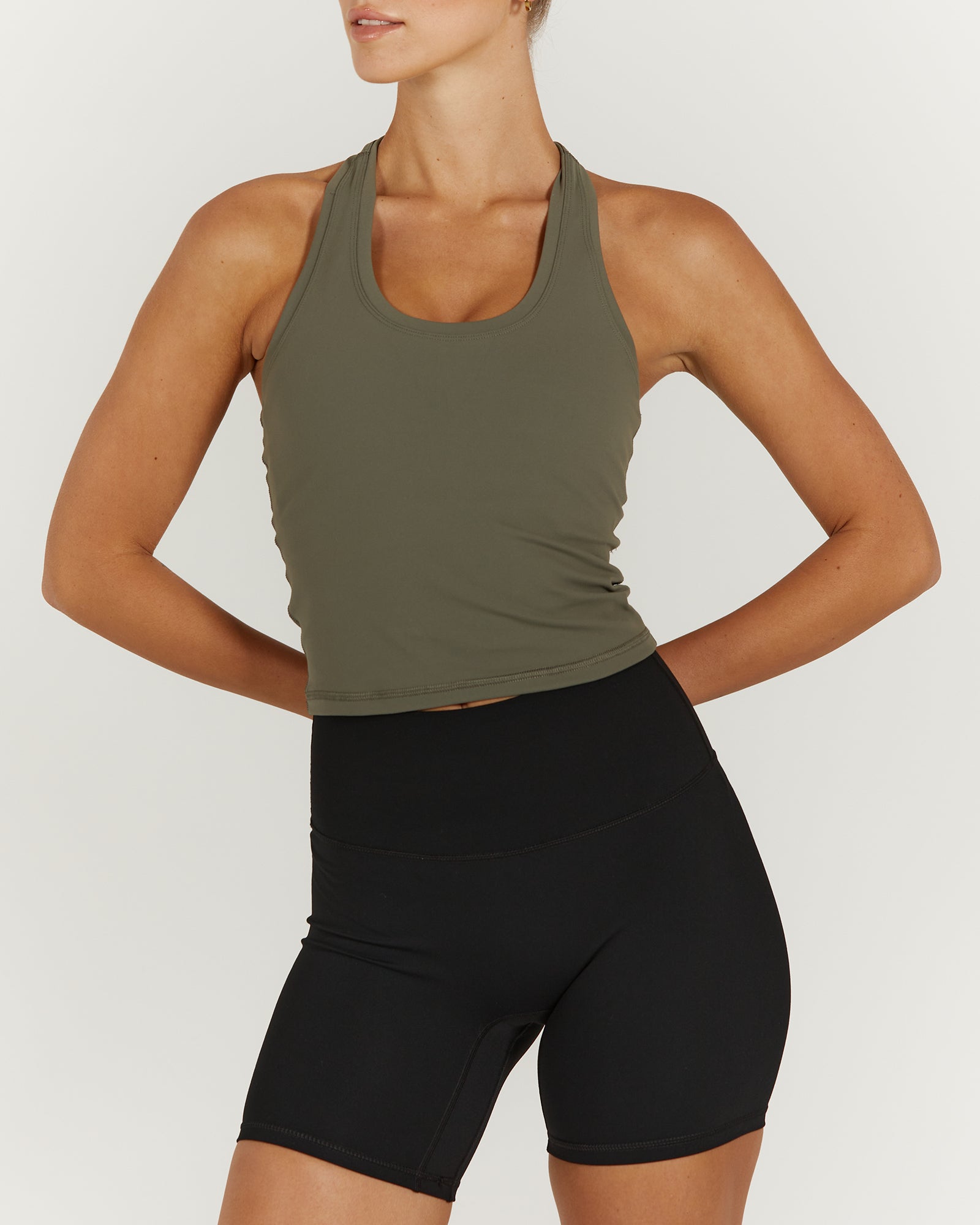LUXE MIDRIFF TANK - OLIVE GREEN