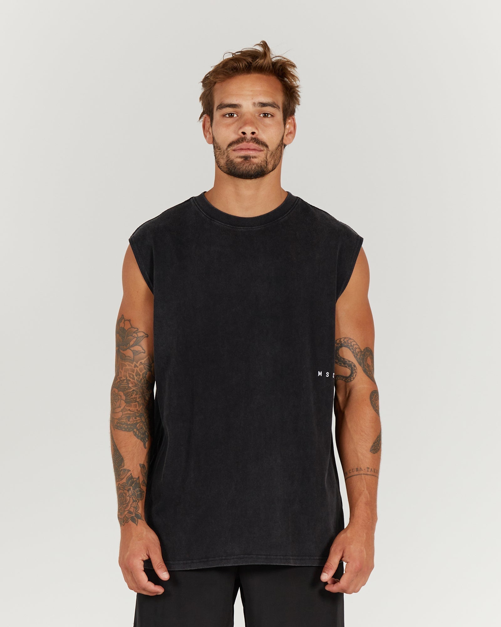 MEN'S OVERSIZED TANK - WASHED BLACK