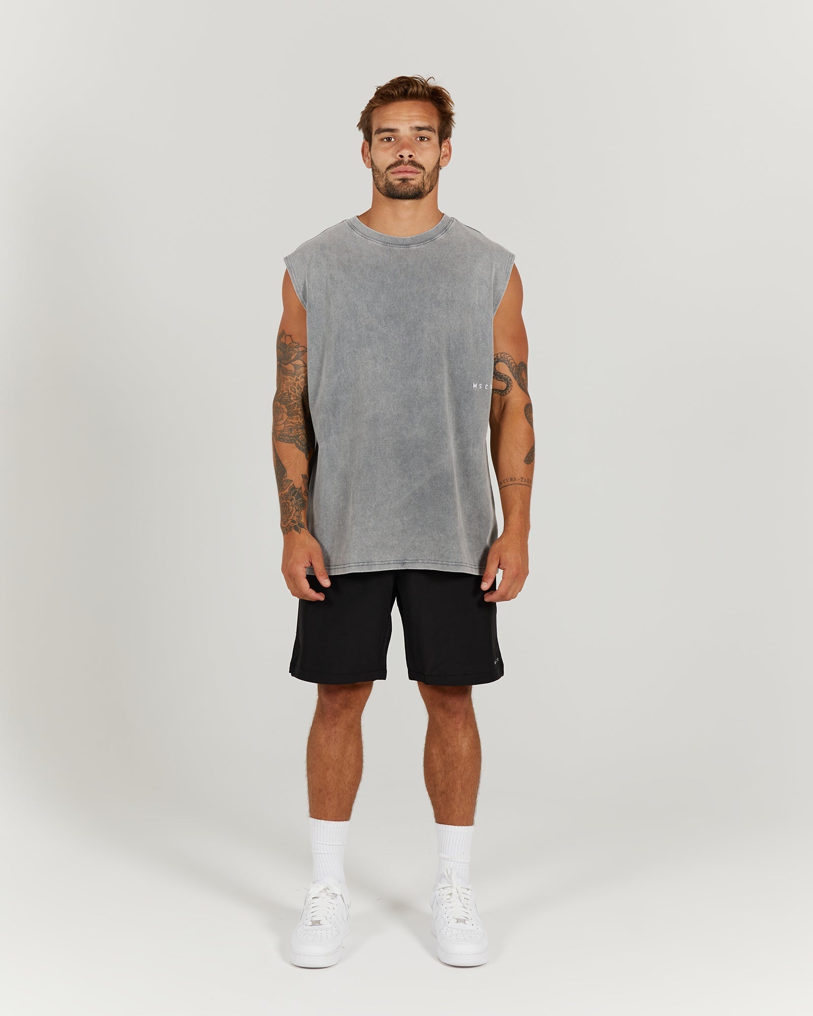 MEN'S OVERSIZED TANK - WASHED GREY